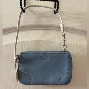 Coach leather wristlet in blue